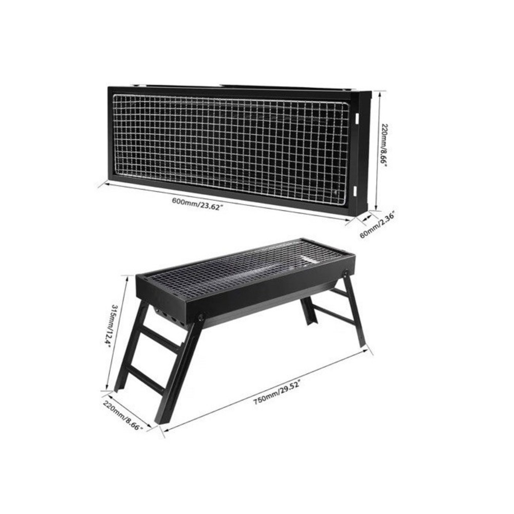 Portable Barbecue Grill Folding Legs Outdoor BBQ Smoker Cooker Camping Durable - Picture 3 of 6